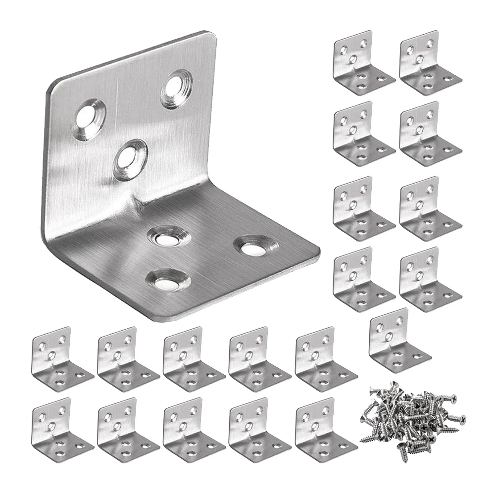 

50Pcs Corner Braces Brackets,Stainless Steel Right Angle L Shaped Bracket Shelf Support Brackets Plates for Furniture