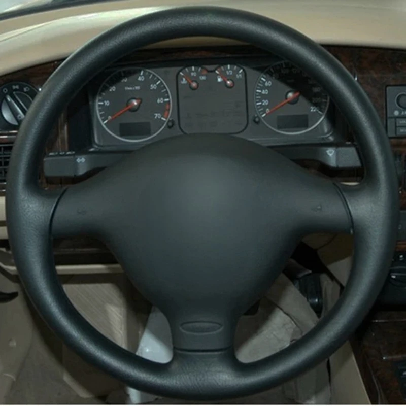 폭스 바겐 폭스 바겐 골프 4 Passat B5 폴로 MK6 좌석 레온 1M Skoda Fabia 1 용 부드러운 검은 인조 가죽 자동차 핸들 커버