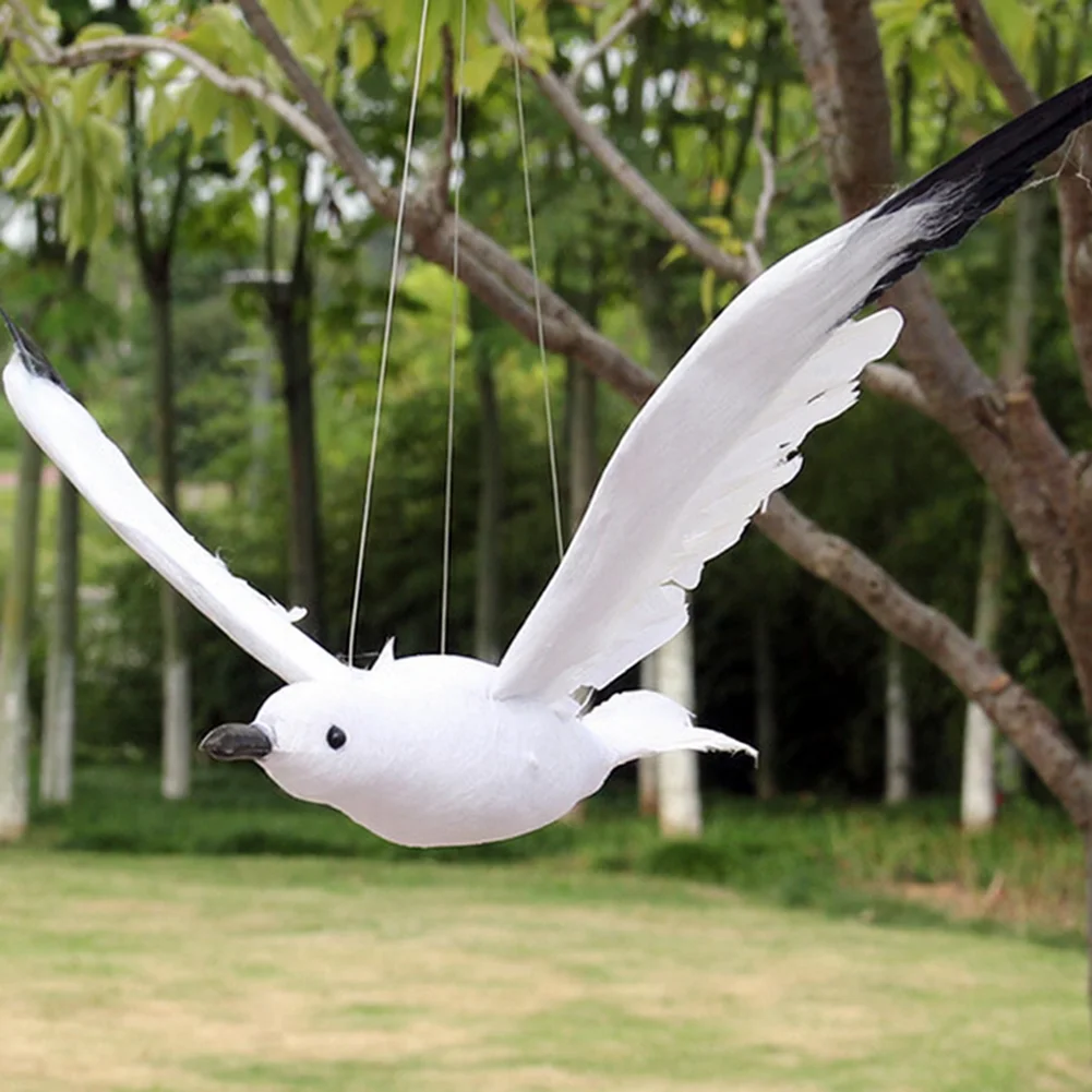 Fake Artificial Feathered Seagull Decoy 32x33x6cm Simulated Feather Seagull Bird Garden Decor Courtyard Crafts Ornaments Statue