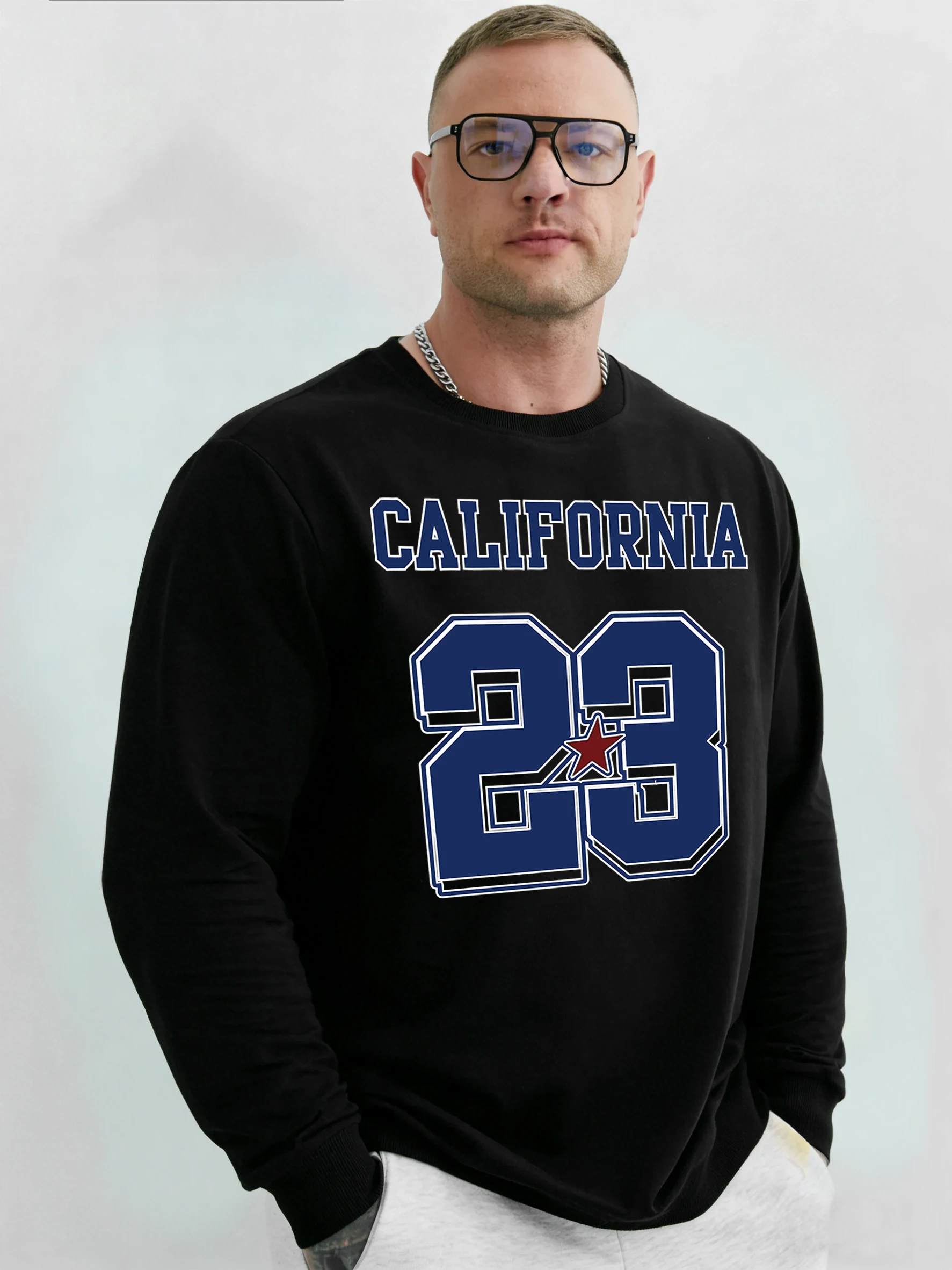 

Толстовка с принтом California Number 23, мужская уличная свободная одежда с круглым вырезом, флисовые пуловеры, унисекс, повседневная мода, с длинным рукавом