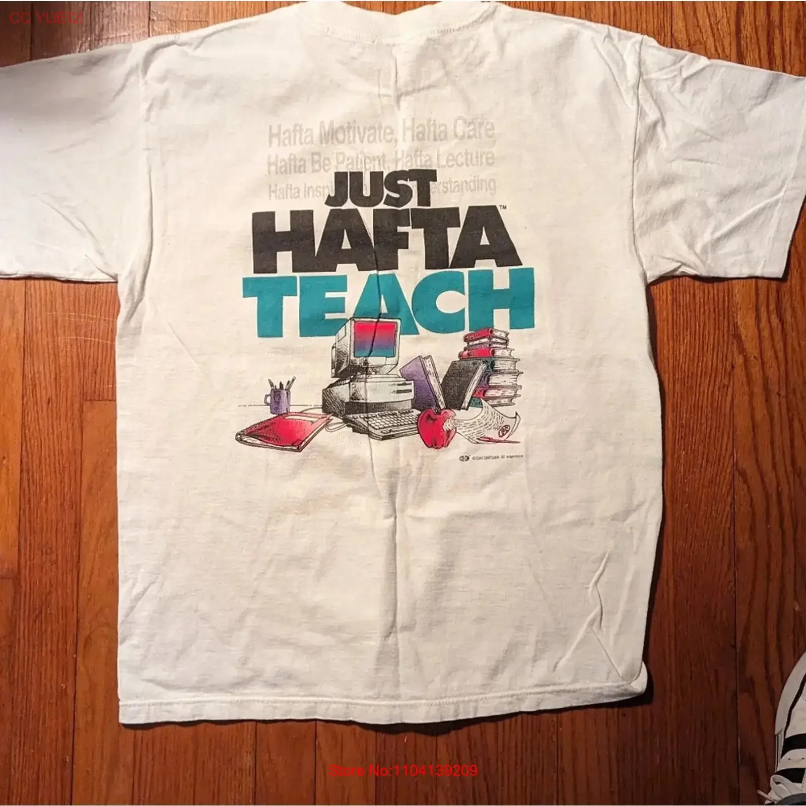 T-shirt vintage délavé pour homme, taille L, blanc, style USA, années 90, Y2K, streetwear décontracté polyvalent