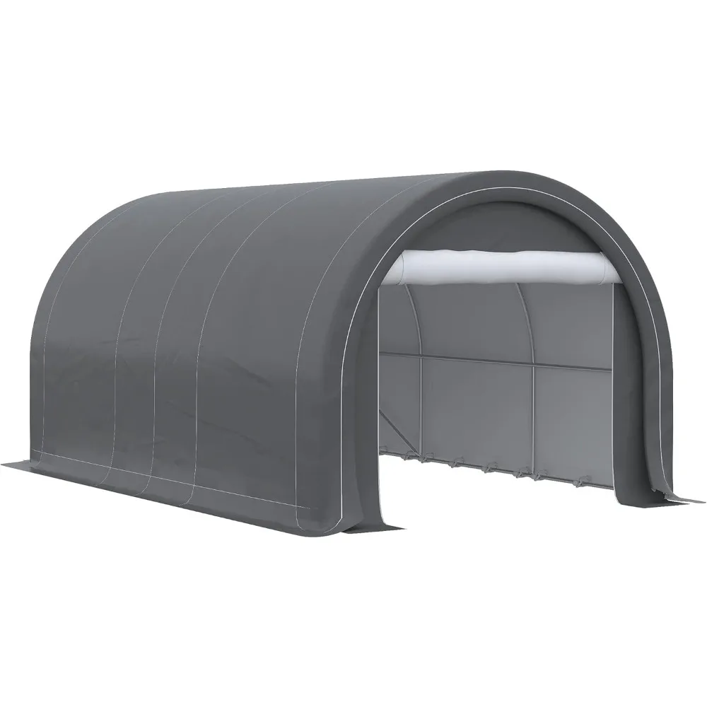 Heavy Duty Portable Garage with Large Zipper Door, UV Resistant PE Awning Cover for Cars, Trucks, Boats, Gardening Tools