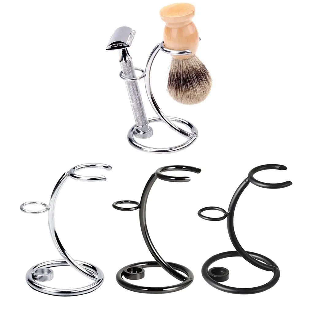 Premium Stainless Steel Shaving Brush Stand for Men's Grooming Essentials