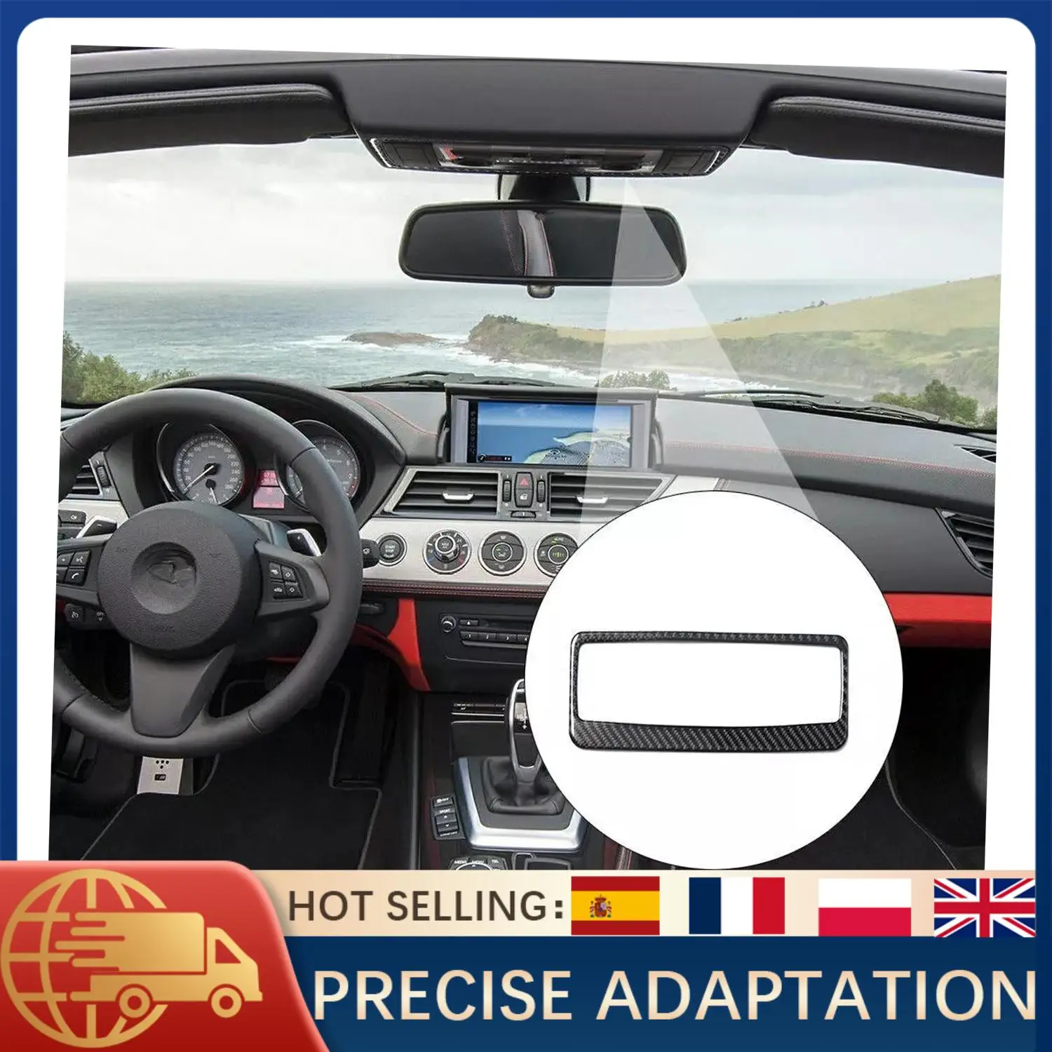 

For BMW Z4 E89 2009-2016 Carbon Fiber Interior Trim Kit 37Pcs Full Set Dashboard Console Cover With Navigation System