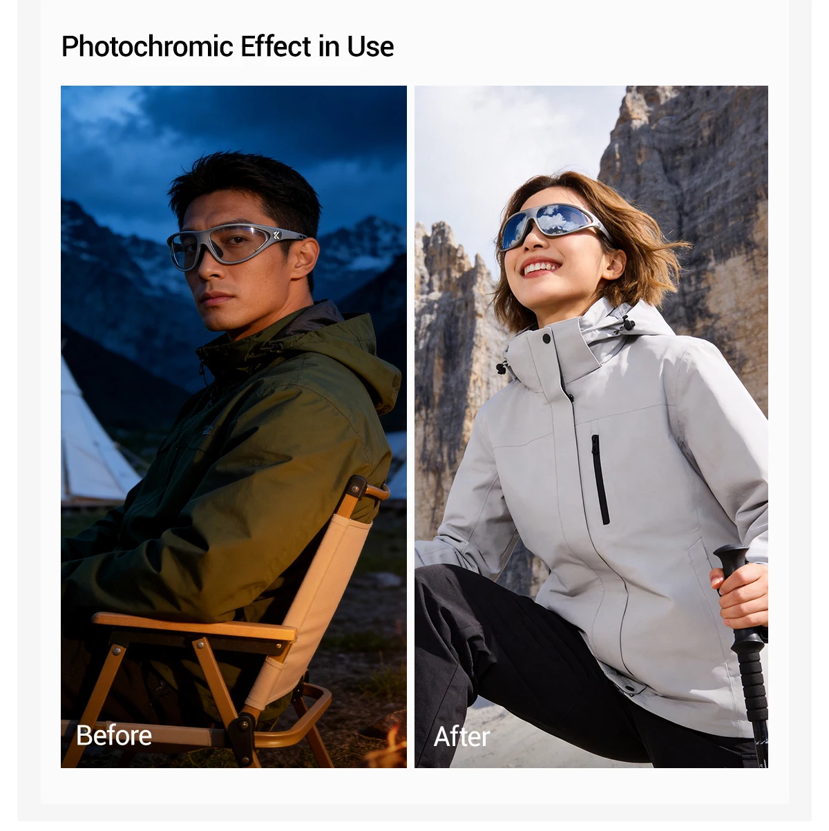 Kapvoe Neue Wander-Sonnenbrille Camping Mode-Sonnenbrille für Männer Photochrome Fahrradbrille MTB-Bike-Brille Angelbrille Sportbrille – Detail 7