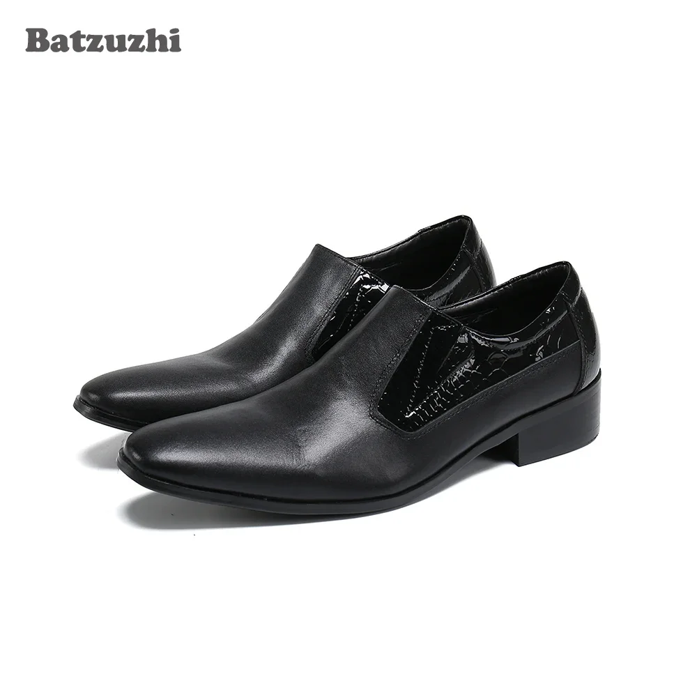 

Batzuzhi New Formal Leather Business Shoes Men Pointed Toe Classic Black Leather Dress Shoes Men Slip on zapatos de hombre