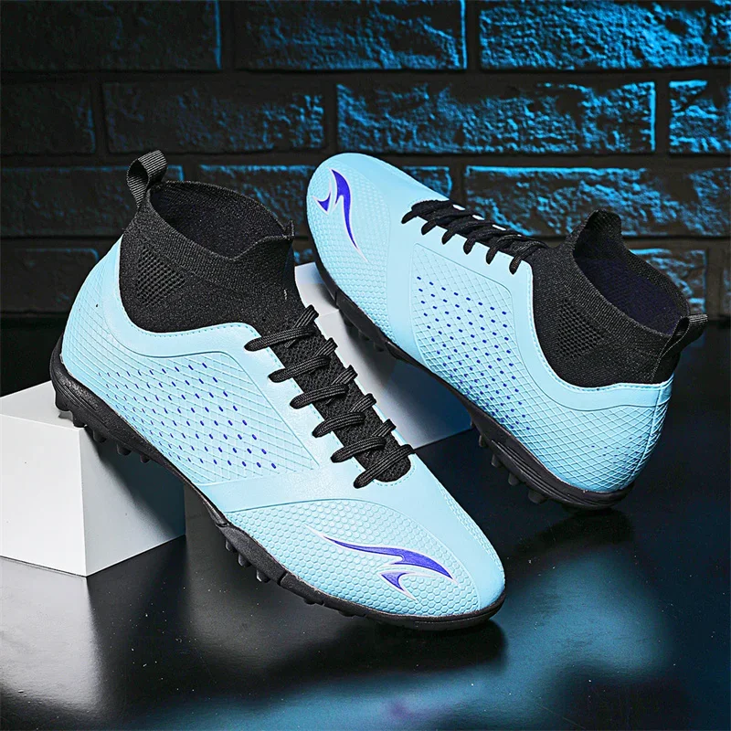 Long Spike Kid Outdoor Football Sneakers Big Size 45 46 High Ankle Cleats Training Shoes 2024 Slip on Style Adult Soccer Shoes