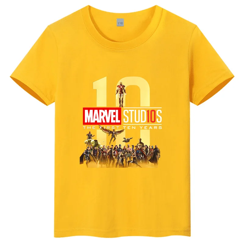 

Новая детская футболка Marvel к 10-летию, лимитированная серия 2026 года, модная хлопковая футболка с принтом для родителей и детей, персонализированная