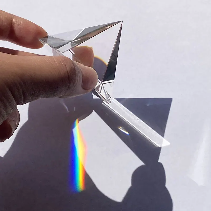 Prism Optical Glass Crystal Pyramid 40mm Side Length Rectangular Pyramid Polyhedral Popularization of Science Studying