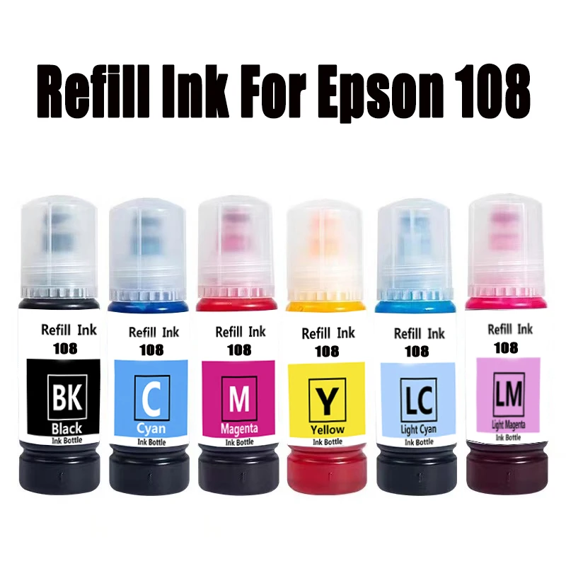 Tinta de recarga para Epson 056 057 107 108, tinta de recarga Epson 108 70ml/botella para impresoras Epson L8050 L18050 L8058 L18058