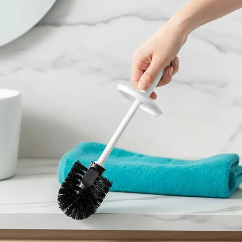 

Plastic Toilet Cleaning Brush Splash Proof Handle Toilet Brush With Base Bathroom Toilet Cleaning Tools1 Set Soft Bristle