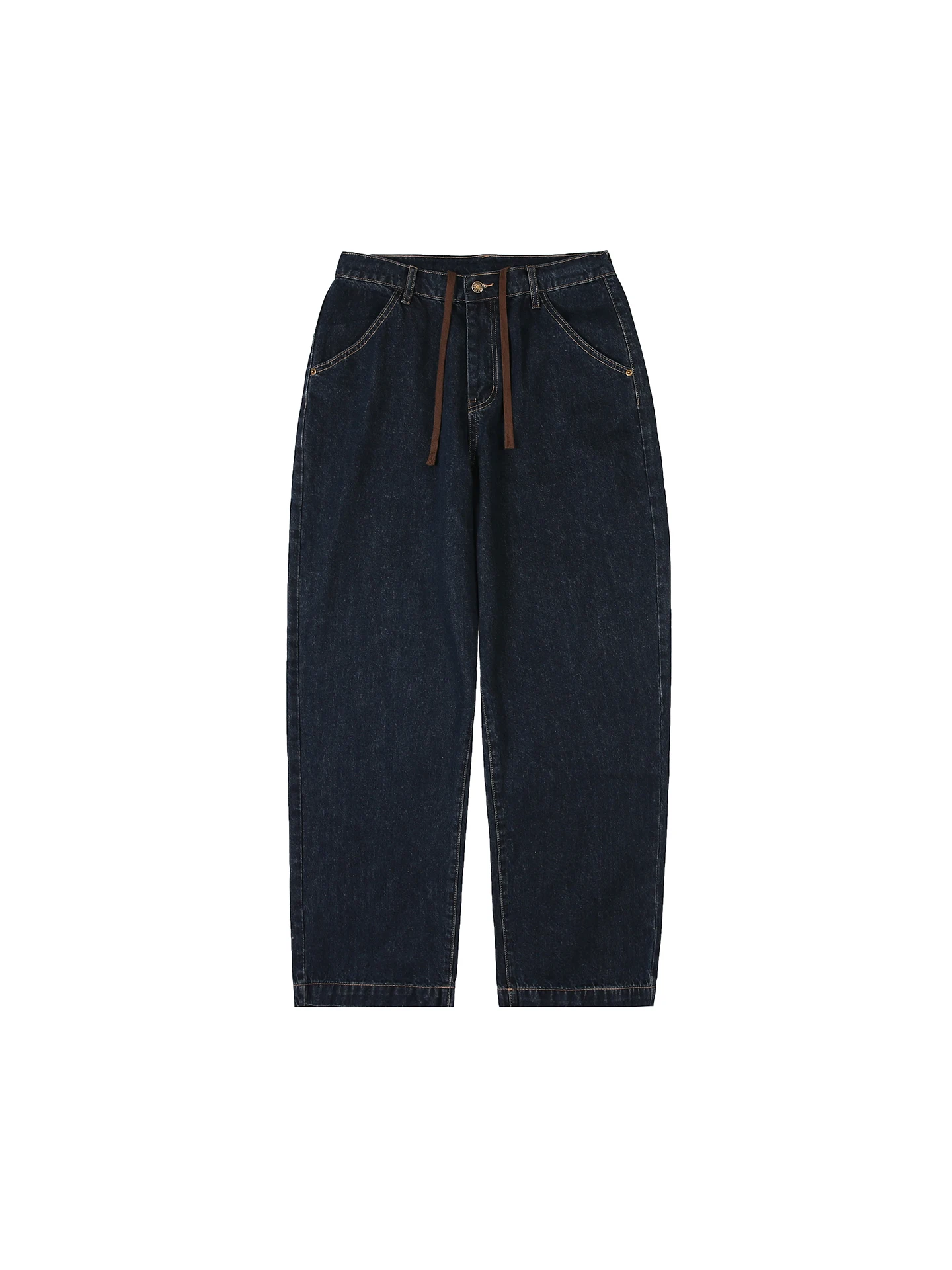 

Retro Waed Straight Leg Men's Jeans Dstring Wide Leg Casual Pants Spring y Loose Fit Workwear Long Trousers