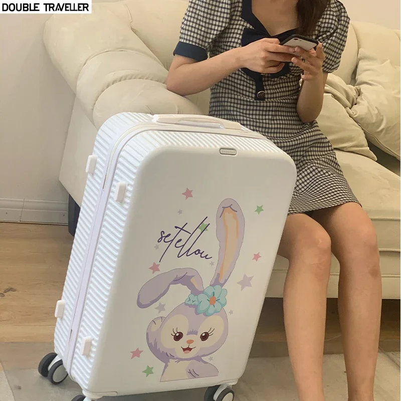 New kids Women travel luggage Cute Cartoon rabbit trolley luggage case 20 inch carry on rolling luggage bag girls cabin suitcase