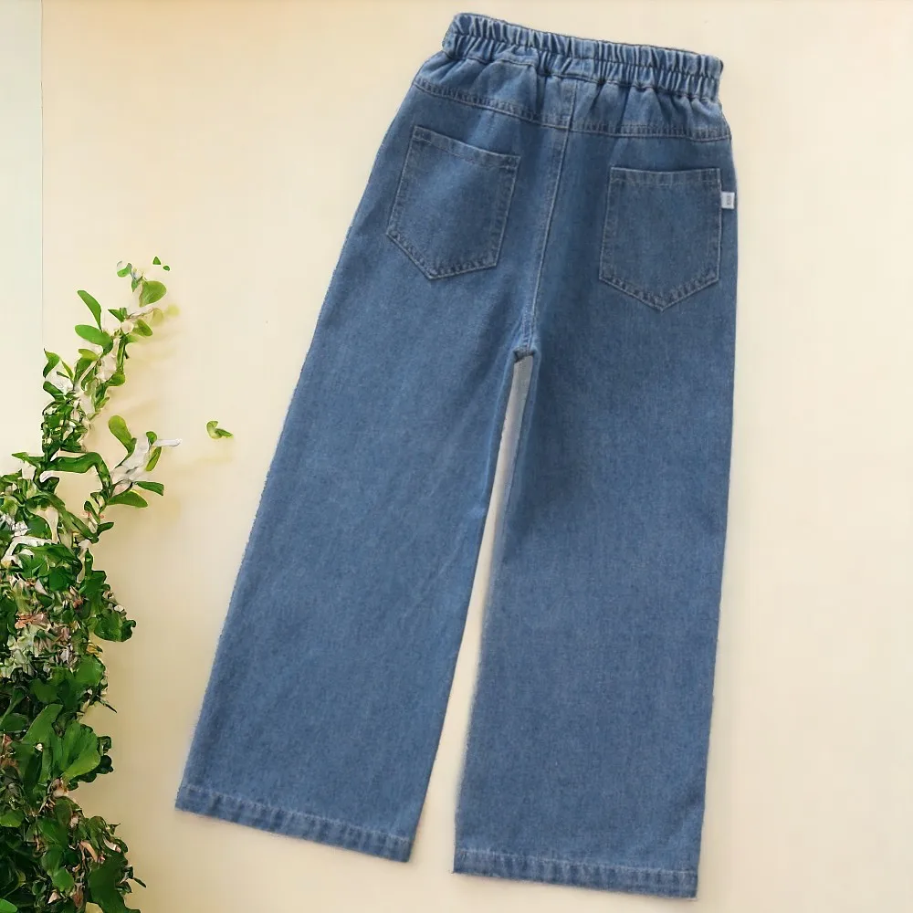 Cute Kids Baggy Jeans for Girls Denim Trousers Teenagers Casual Pants Autumn Children Outfits Baby Clothes 5 6 7 8 9 12 13 Years