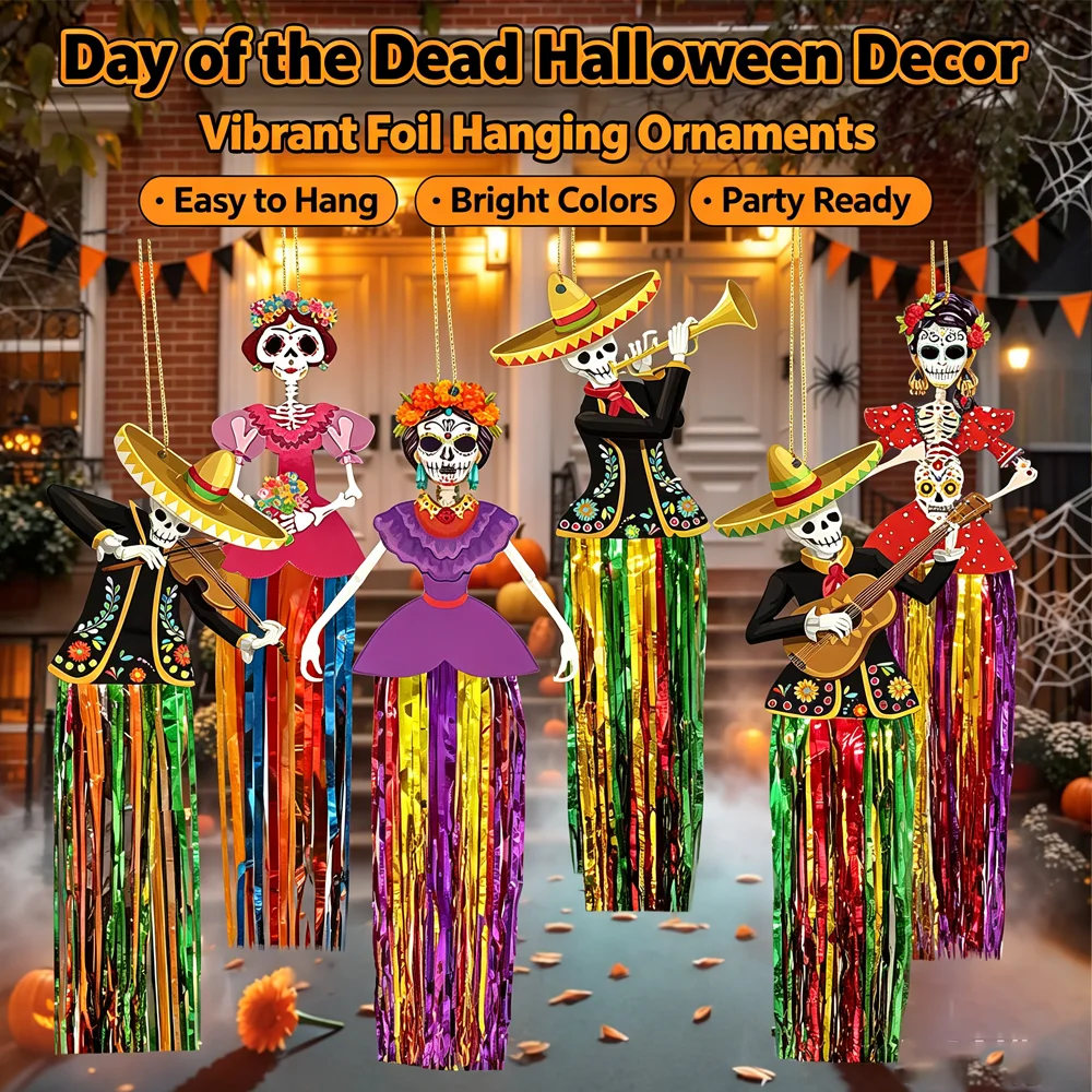 Mexican Halloween Day of The Dead Sugar Skull Hanging Decor Altar Home Outdoor Wall Hanging Festival Party Ornaments