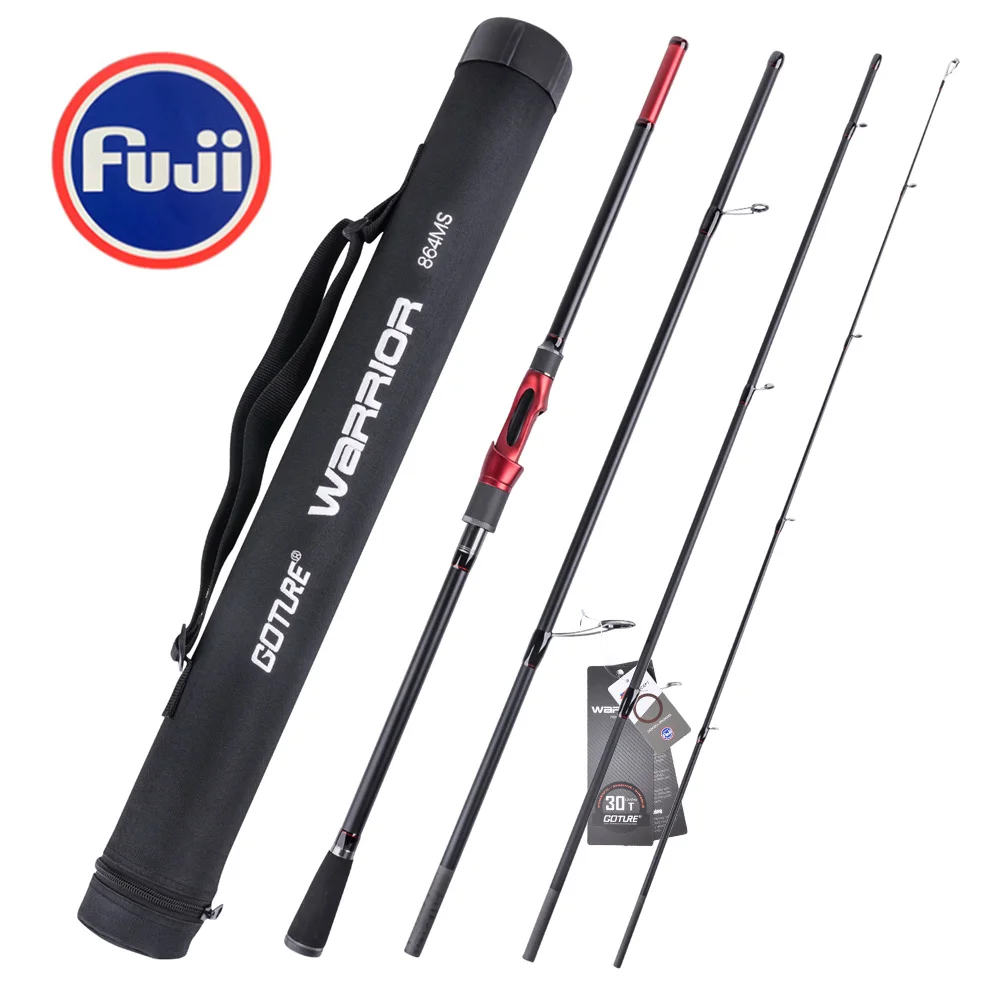 goture fibra de carbono varas de pesca portatil leve viagem lure rod spinning casting fuji vara de pesca secoes m mh ml 01