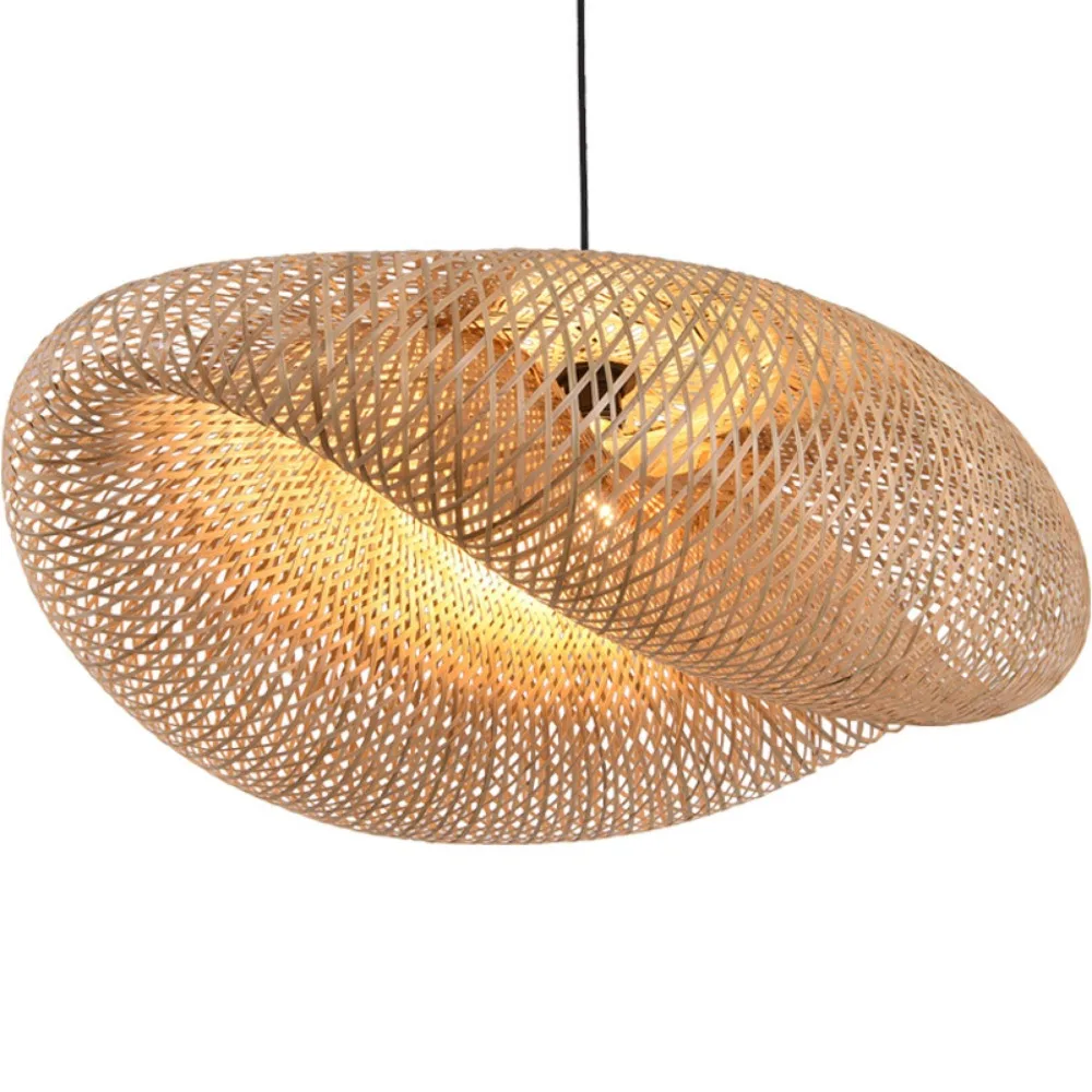 

Ceiling Weaving Chandelier Bamboo Pendant Lights Hand Woven Lamp Rattan Wicker Hanging LED Fixtures Home Bedroom Bamboo Art Lamp