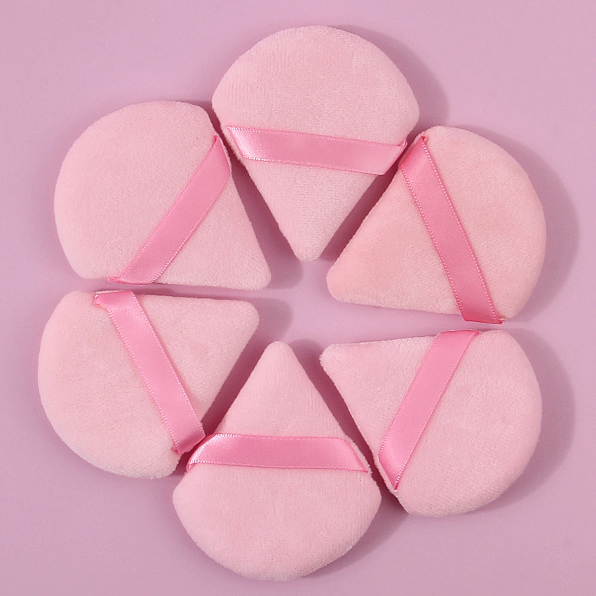 6PCS 대형 플로킹 삼각형 스펀지 파우더, 파우더 루스, 메이크업 세팅, 통기성, 베이스 메이크업 스페셜 메이크업 스펀지