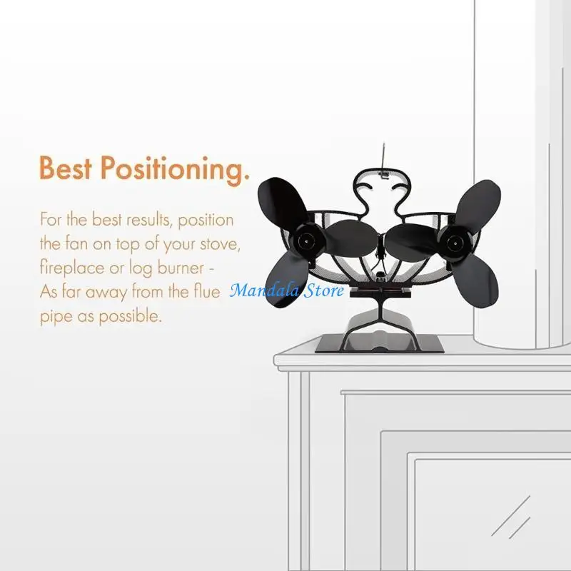 U2JC 熱駆動ストーブファン バッテリー不要 ダブルヘッド暖炉ファン 耐久性