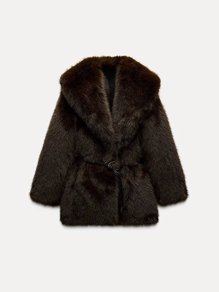 เสื้อโค้ทขนเฟอร์เทียมแบบยาวสำหรับฤดูใบไม้ผลิ รุ่นใหม่ ให้ความอบอุ่น  แจ็คเก็ต Jaetza2025 เสื้อผ้าผู้หญิง ความยาวปานกลาง เหมาะสำหรับใส่เดินทางไปทำงาน...