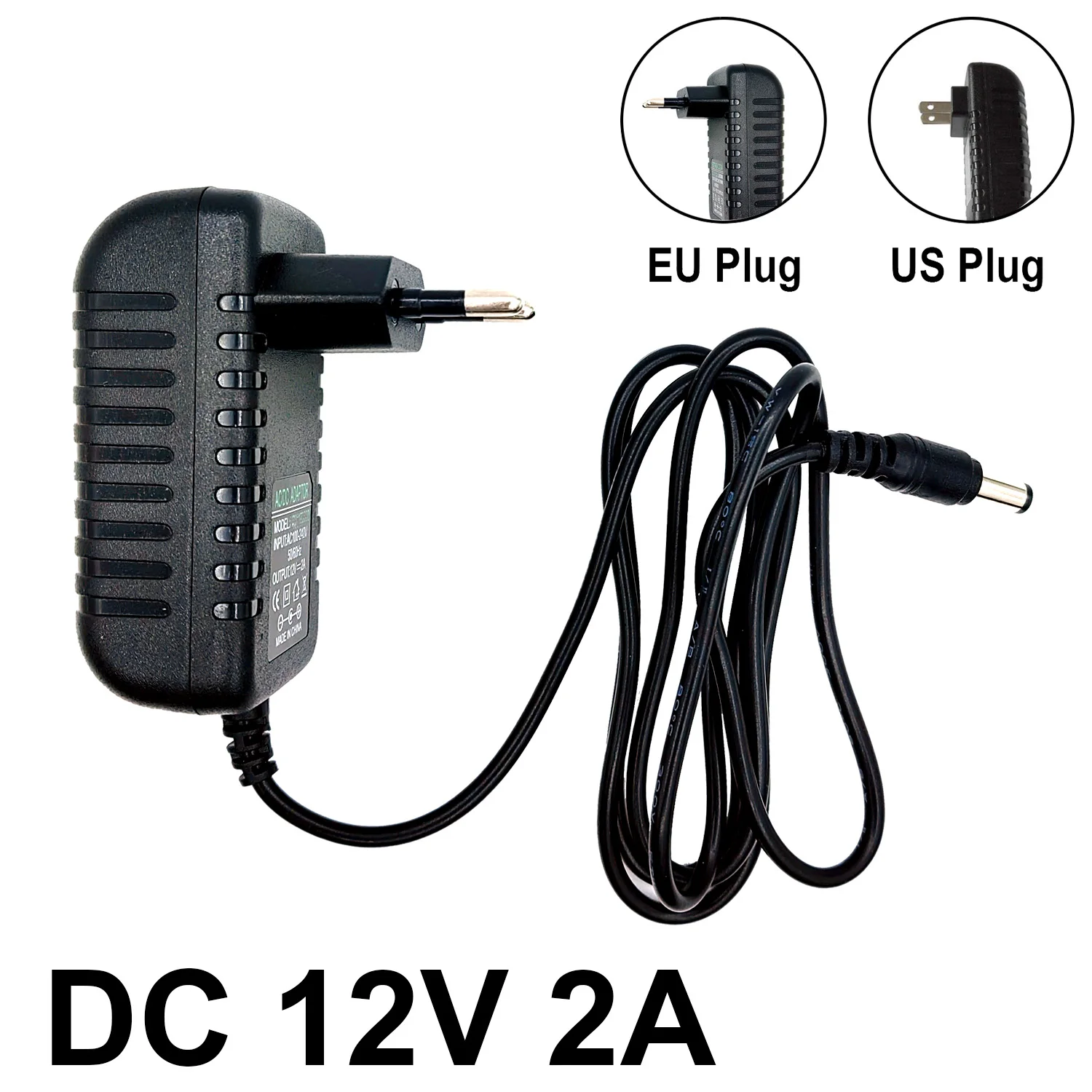 JIENUO – adaptateur d'alimentation EU/US, entrée AC100-240V, sortie DC12V, adaptateur universel, convertisseur de chargeur, prise pour caméra, imprimante DVR