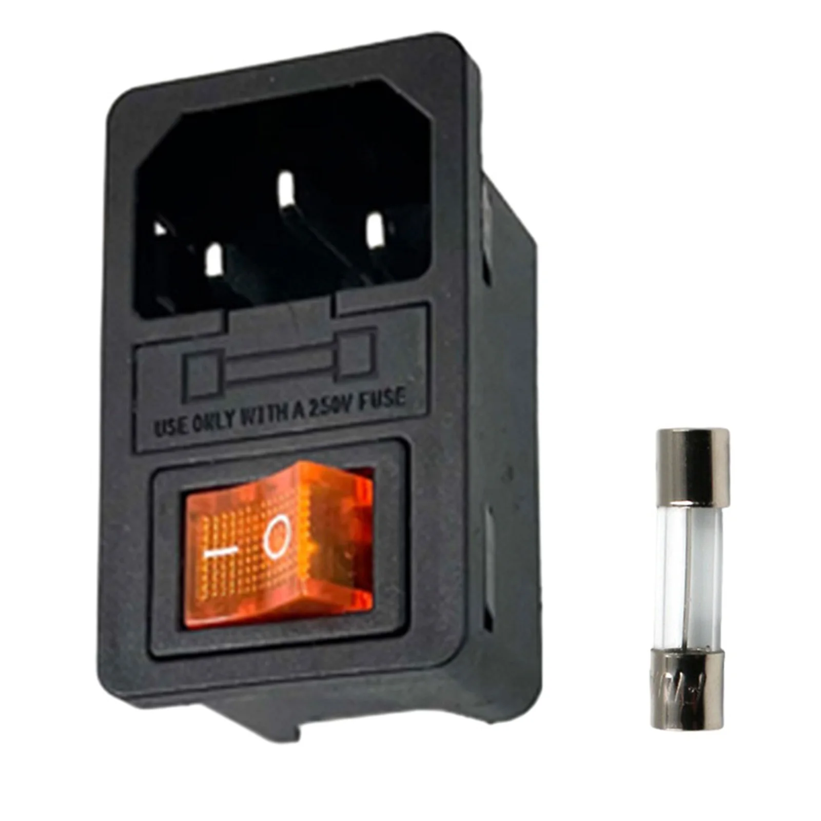 Power Socket With Switch Rocker Switch Fuse Male With Rocker PowerCord With Rocker Fuse Switch Male Silver Socket