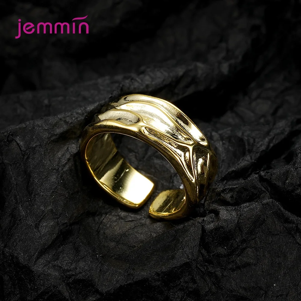 Genuine 925 Sterling Silver Fashion Style Adjustable Finger Rings For Women Girls Irregular Free Size Wedding Rings
