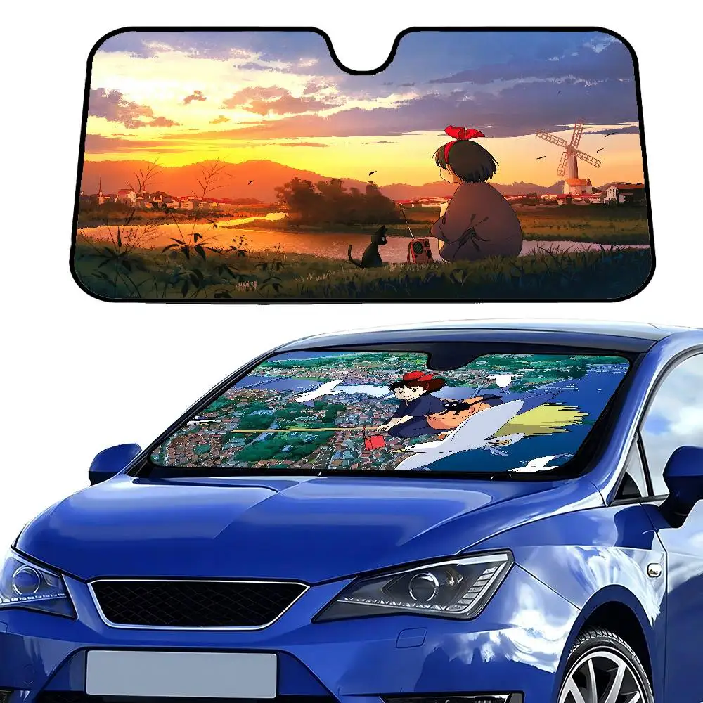 K-Kikis D-Delivery زجاج سيارة مضحك الشمس الظل طوي الأشعة فوق البنفسجية الشمس قناع حامي ظلة للنافذة الأمامية