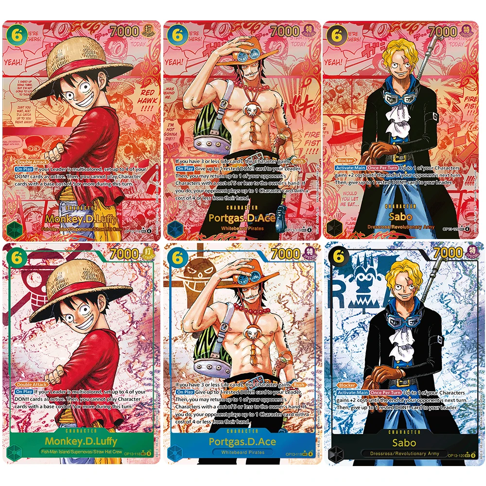 

3PCS ONE PIECE OPCG OP13 Red Manga Card Luffy Ace Sabo Toys Hobbies Hobby Collectibles Game Collection Anime Proxy Card
