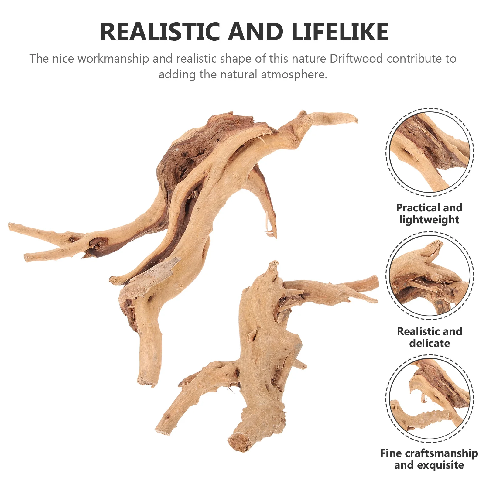 

2Pcs Natural Driftwood Fish Tank Craft Decor Realistic Underwater Wood Ornament Aquarium Decoration Driftwood for Aquarium