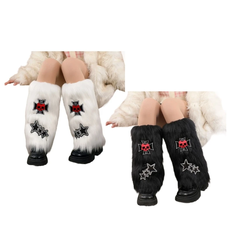 

Furs Leg Warmer Party Costumes Winter Furry Long Boot Cuffs Fuzzy Shoes Cover