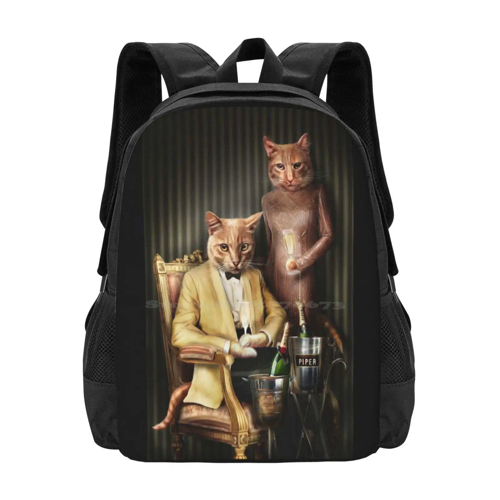 Cat Portrait - Moet And Piper Large Capacity School Backpack Laptop Bags Pompous Pets Cat Images Cat Portraits Animal Art Regal