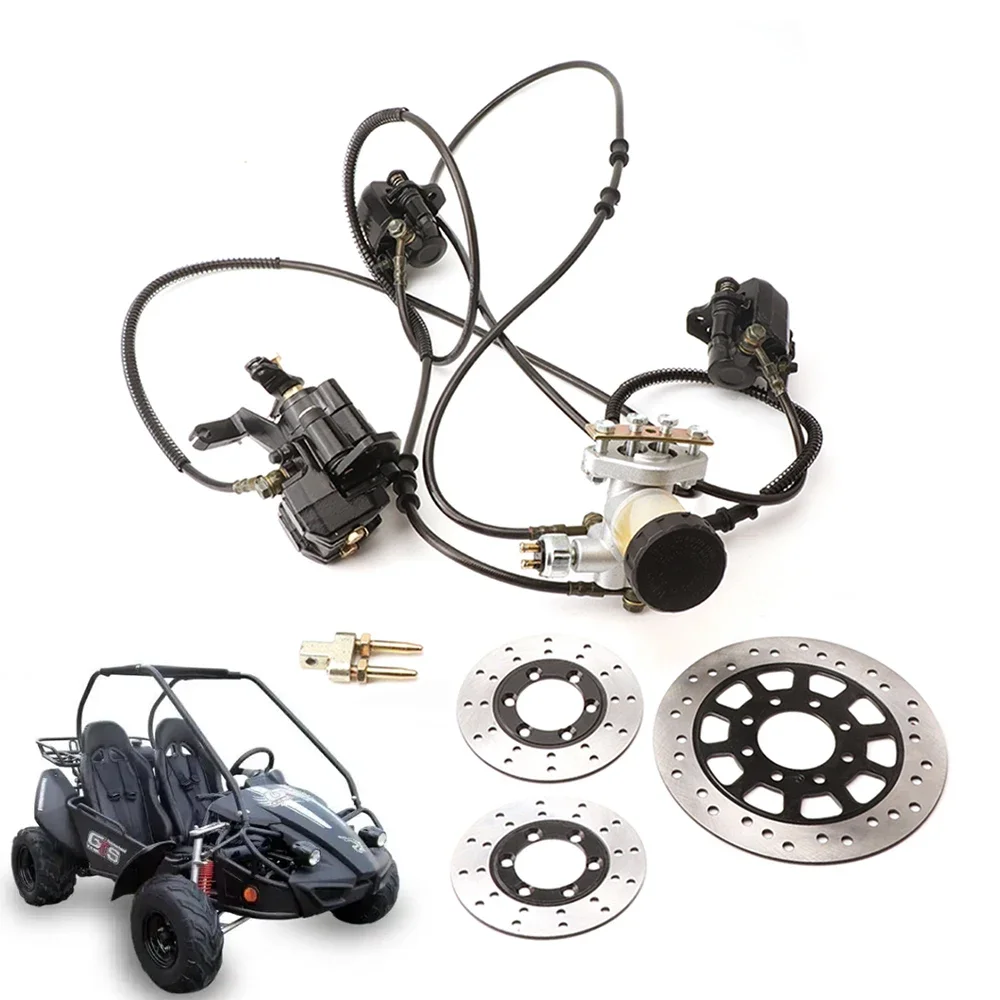 

Hydraulic Disc Brake Master Cylinder Calipers Kit with Brake Disc Hose And Pad for 150cc Hammerhead Trailmaster Go-Kart ATV Part