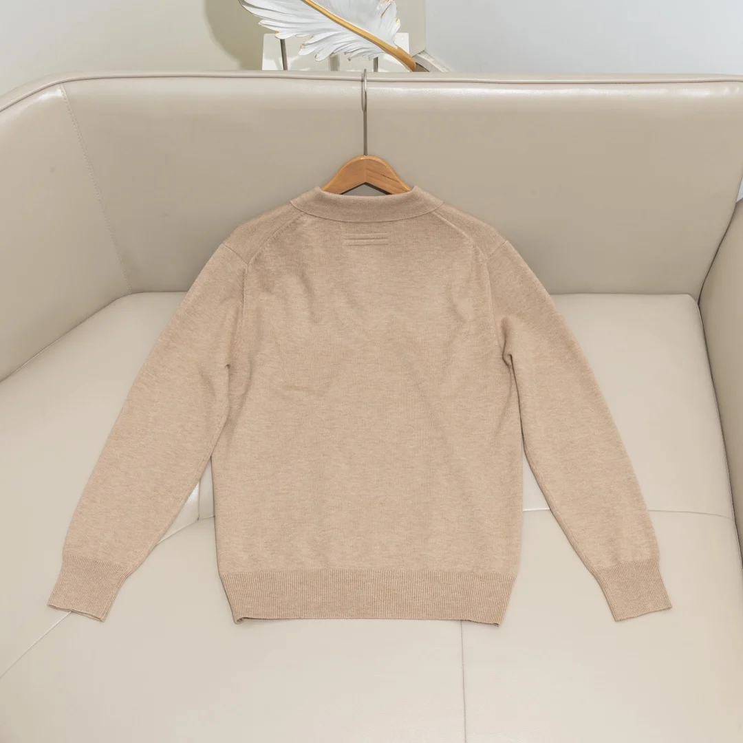 2024 DIKUMen's early autumn collar cashmere wool blend polo sweater, simple and luxurious, woven with comfortable texture, M-2XL