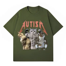 Buff Cats Autism Memory 100% Cotton T-shirt Fitness Gym Fashion Hip Hop Short Sleeve T Summer Comfortable T shirt Unisex