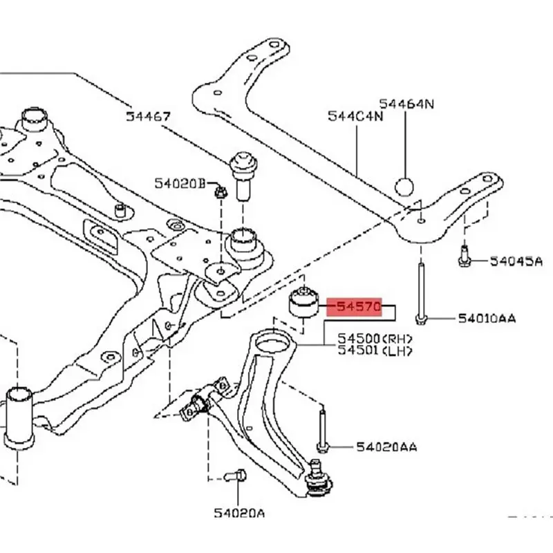 N26R-For Nissan X-Trail T31 Qashqai J10 2007-Suspension Control Bushing Parts- 54570-EN002 54570-BB00A