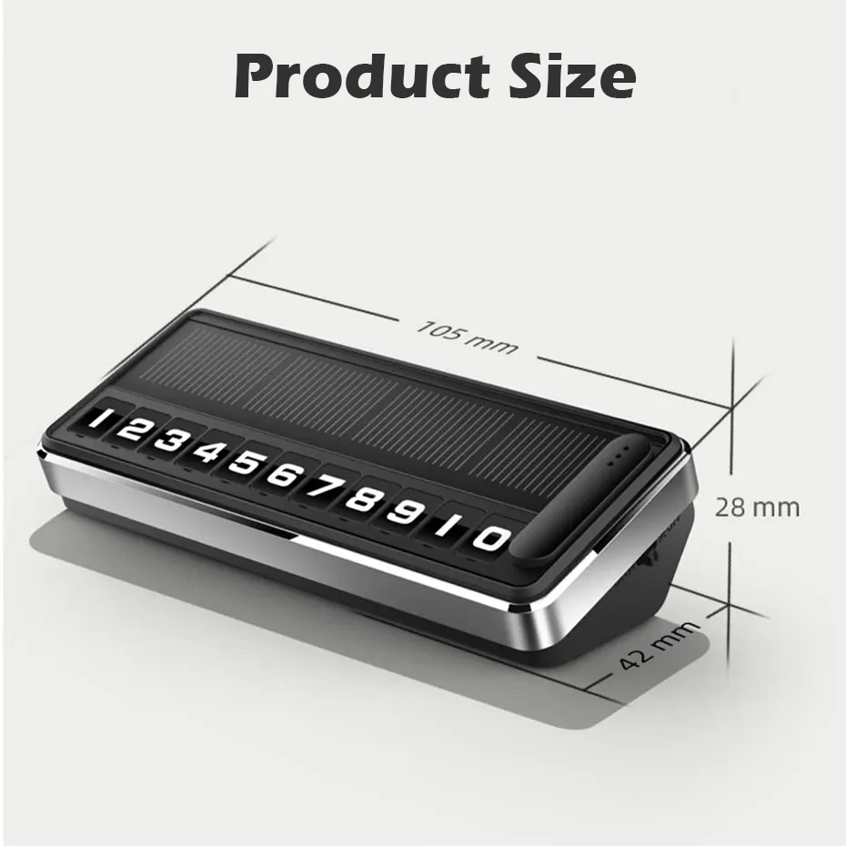Car Phone Number Plate Solar Charging Luminous Temporary Parking Card Hidden Plate Car Park Stop Multiple Number Parking Gadgets