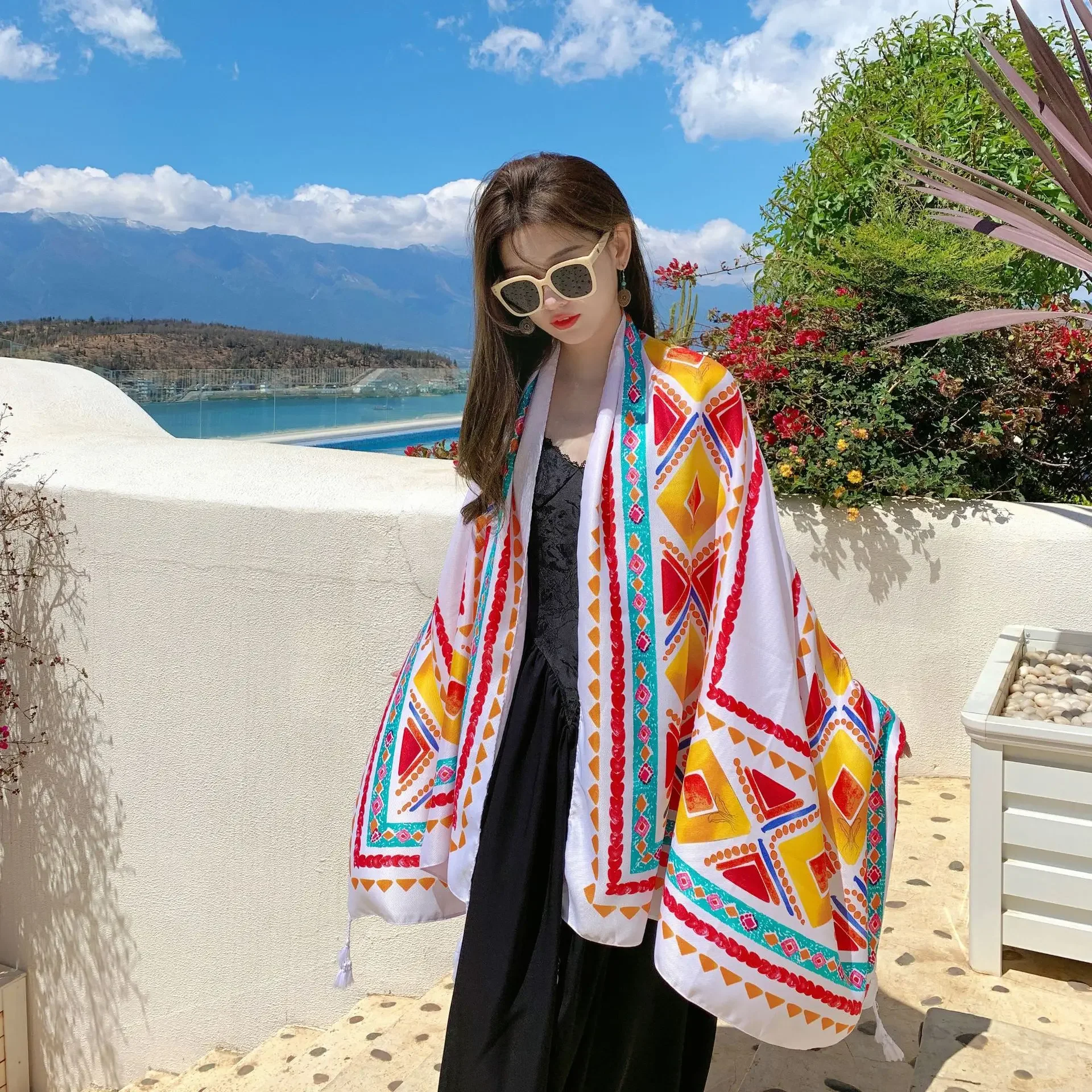 

New Fashionable Thin Print Travel All-match Imitation Cashmere Paisley Tassel Scarf Long Scarf Shawl for All Seasons YC818