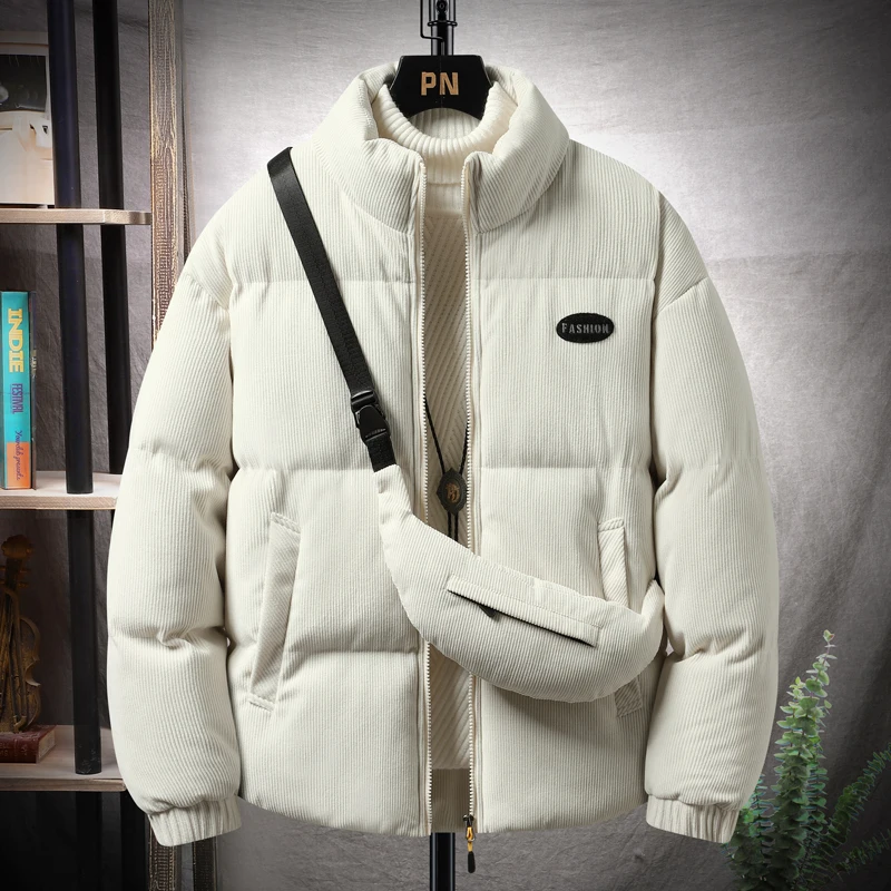 Stand Collar Fashion Loose Outdoor Jacket Autumn Winter Male Warm Fit Clothes Windproof Waterproof New Solid Zipper Causal Coats