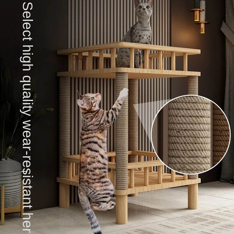 Imagem -03 - Universal Solid Wood Cat Villa Fechado Dog House Mesa de Noite Cat Escalada Frame Pet Space Capsule Cats Nest Four Seasons