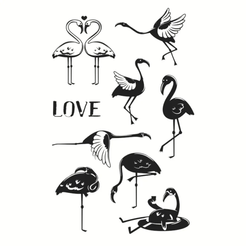 Kawaii Flamingo Transparent Silicone Finished Stamp DIY Scrapbook Journal Rubber Coloring Embossed Diary Stencils Decor Reusable