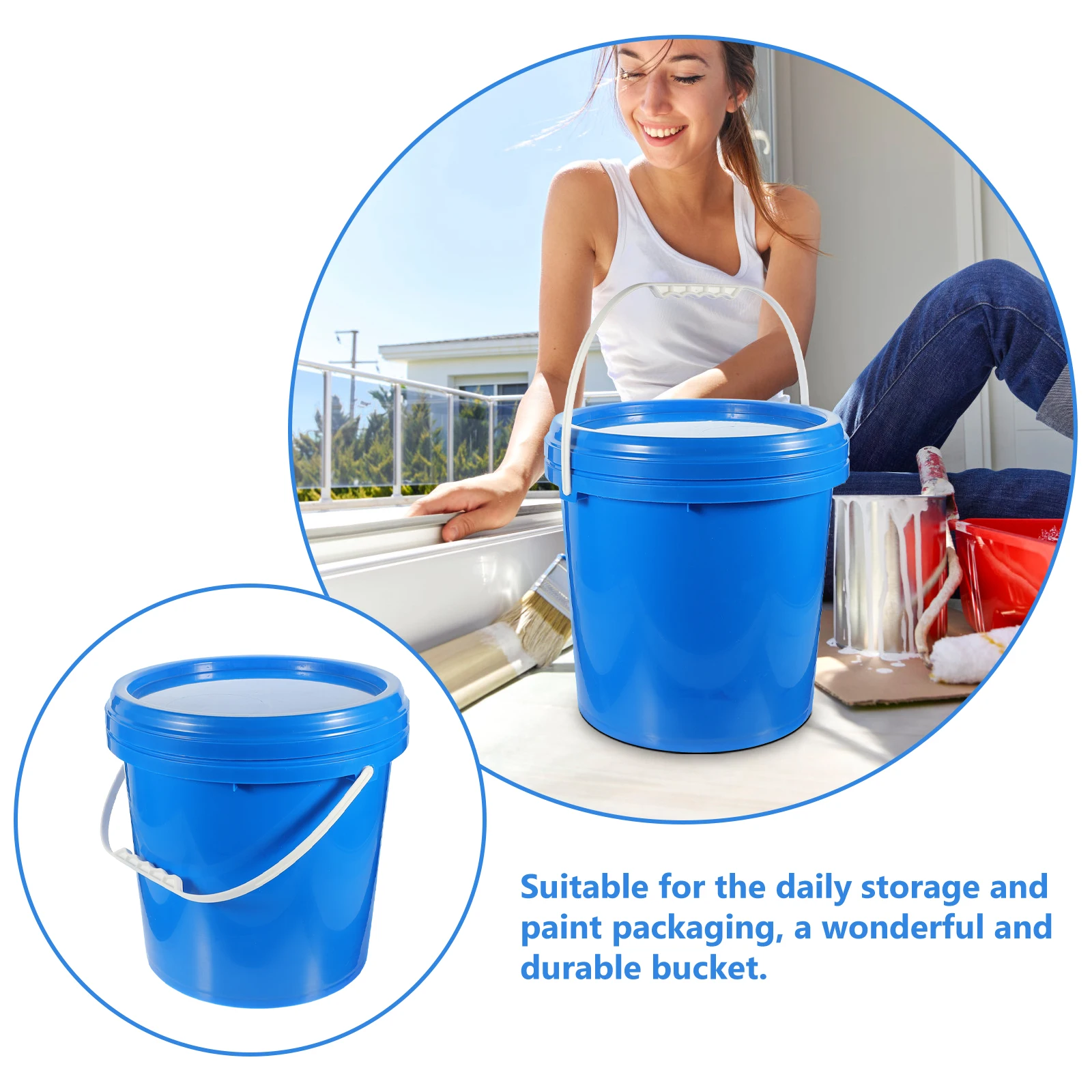 

2.2 Gallon 10L Paint Bucket Empty Pigment Bucket Paint Container Round Lid Empty Favor Storage Painting Pigment