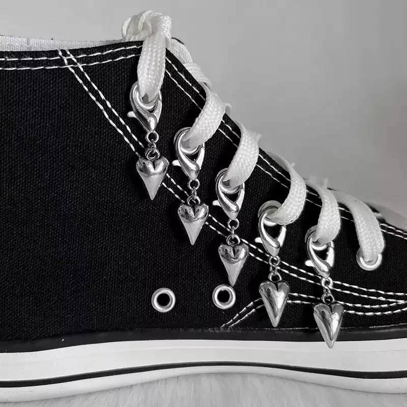 Heart and Star Metal Shoe Charms with Clasps, Adjustable Lace Decoration for Sneakers, Trendy DIY Shoe Accessories 1Set