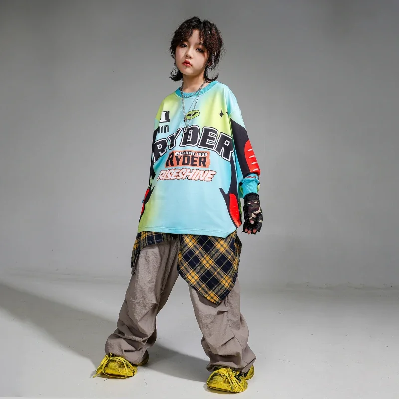 Hip Hop Outfits Boys Sweatshirt Vest Cargo Pants Girls Cool Jazz Street Dance Costume Children Clothes Set Kids K-pop Streetwear