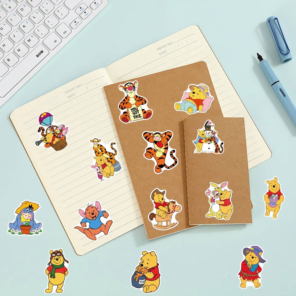 10/50 UNIDADES ‌ Oso Pooh y Tigre ‌   Pegatinas de Graffiti de Disney, Divertidas Calcomanías de Dibujos Animados, Adhesivos para Equipaje, Teléfono, Guitarra, Juguetes Clásicos para Niños