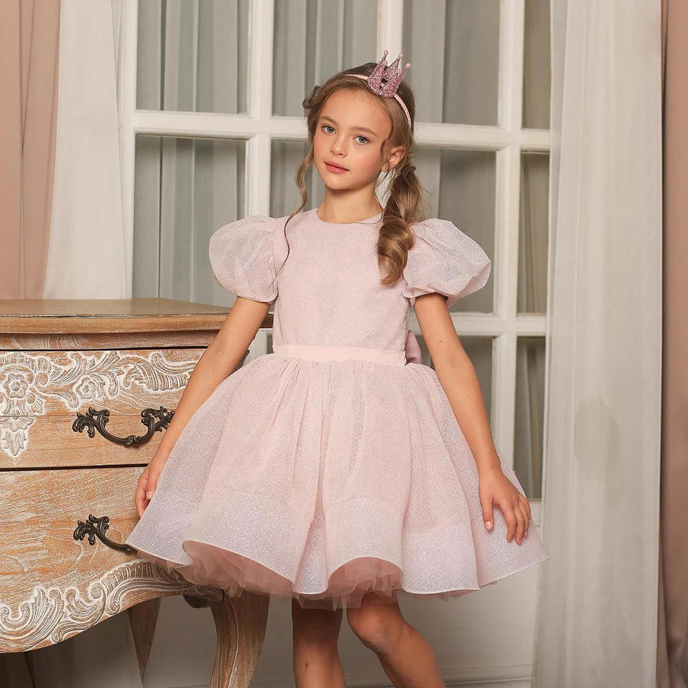 Yipeisha น่ารักดอกไม้ชุดสาวขน Sheer O คอ Ruffles Tulle Girls Dresses สำหรับวันเกิดประกวดชุด