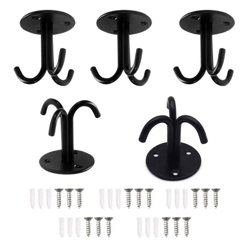 

JU64 Pack of 5 Triple Hook Ceiling Hook Stainless Steel Hanging Hardware for Chandeliers Fan Hammocks Indoor Outdoor Use