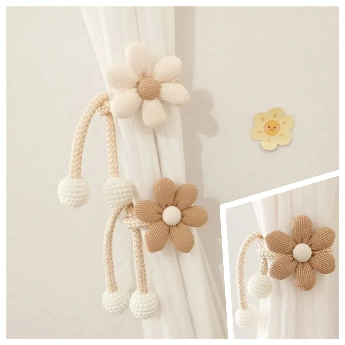 2 uds hebilla de flor de perla hebilla de cortina Clip cierre de moda forma de flor hebillas de cortina de ventana Tieback de cortina decoración del hogar