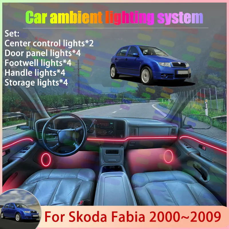 

Для Skoda Fabia 6Y 2000 ~ 2009 2001 2002 2003 2004 2/18 в 1 автомобильный атмосферный светильник RGB абажур ансамбль стример атмосферный набор