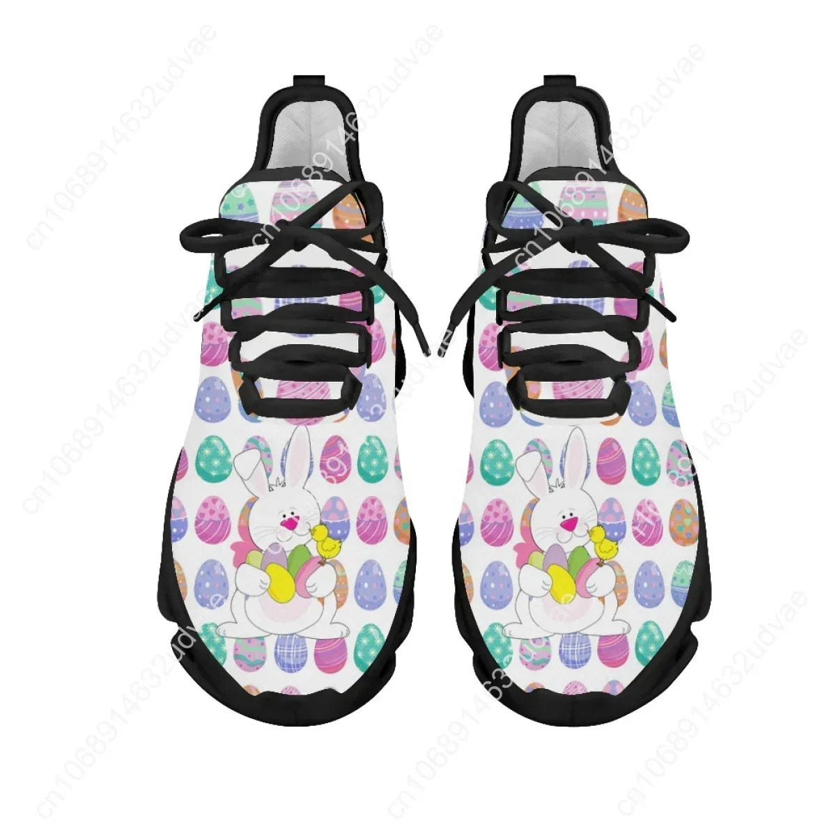 Funny Easter Bunny Design Flats Shoes Women's Lightweight Lace-Up Walking Shoes Students Comfortable Jogging Shoes Easter Gift